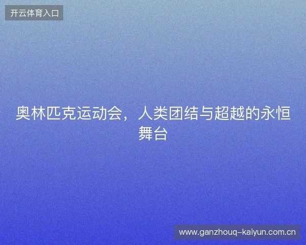 奥林匹克运动会，人类团结与超越的永恒舞台